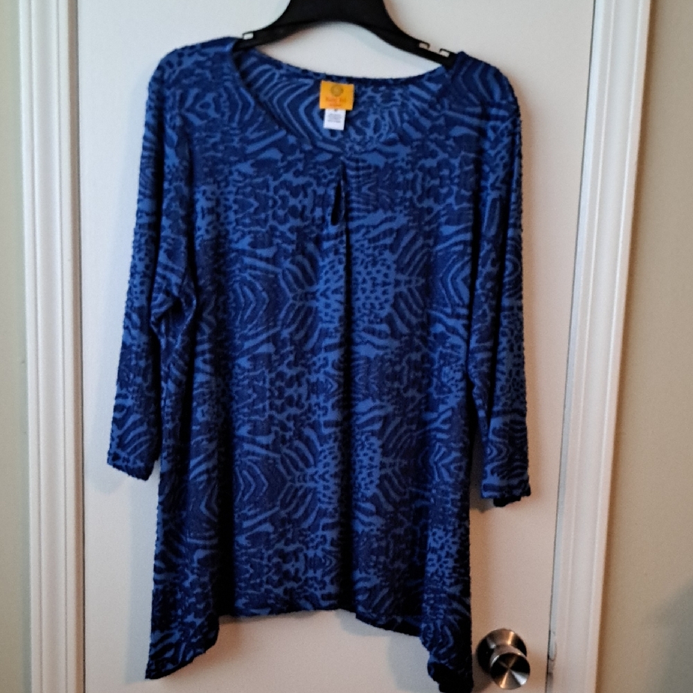 Ruby Rd Blue 3/4 Sleeve Boxy Tunic